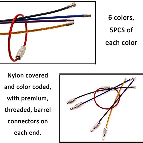 Key Rings, 30 Pack Stainless Steel Wire Rings, Key Chain Rings/Loops 1.5mm 4.3" Inches Perfect for Hanging Luggage Tags, Keyrings, ID Tag Keepers and Car Key.