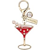 MONNEL MC655 Little Crystal Cocktail Lobster Clasp Charm for Women with Velvet Bag (Red,1 Piece)