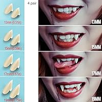 UVEEFUN Vampire Teeth Fangs Dentures - 4 Pair - Cosplay Props Halloween Costume Props Party Favors (13mm 15mm 17mm 19mm)