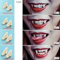 UVEEFUN Vampire Teeth Fangs Dentures - 4 Pair - Cosplay Props Halloween Costume Props Party Favors (13mm 15mm 17mm 19mm)