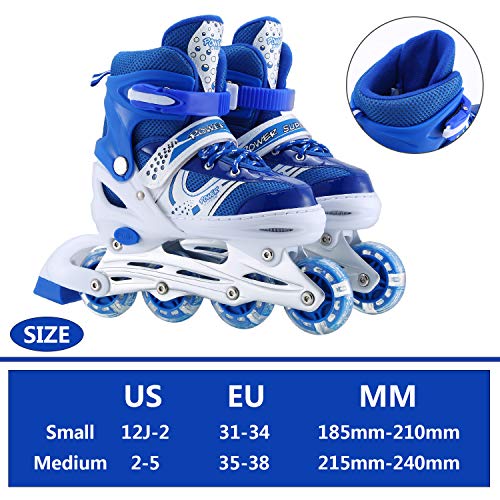 Kids Adjustable Inline Skates, Perfect First Skates for Girls and Boys with All Illuminating