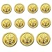 YCEEYY Studio 11 Pieces Gold Metal Blazer Button Set - Naval Anchor Crest - for Blazer, Suits, Sport Coat, Uniform, Jacket, 15mm, 22mm