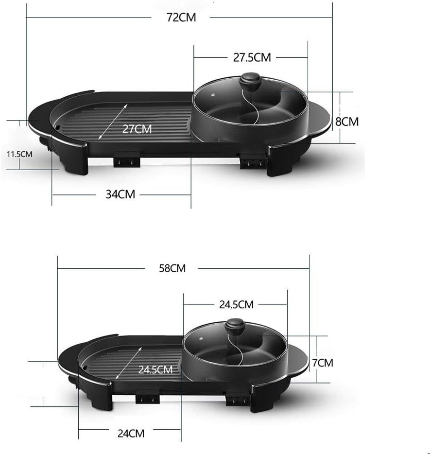 review Aigrun Non-Stick Electric hot Pot Non-Stick Electric hot Pot Home Appliance Barbecue Machine Multi-Function Barbecue Grill-Large Round Pot [68]