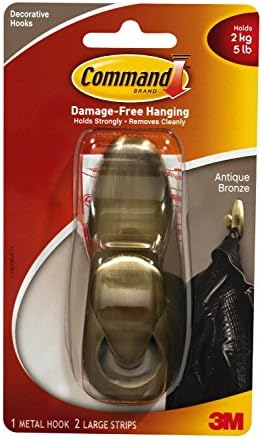 Command Forever Classic Metal Hook, Antique Bronze, Large - 4 Pack