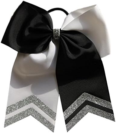 Glitter Tips New 6 1/2" Black and White Sport Hair Bow