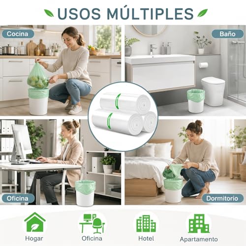 JZCQZCXB Bolsas de Basura 300Pcs, Bolsas para Basura Medianas Biodegradables 50 * 60CM, Gruesas, Inodoras, Grandes, Compostables, ideal para Cocina, Baño, Oficina, Hogar (Verde)