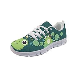 Wanyint Green Frog Print Women Sneakers Animal
