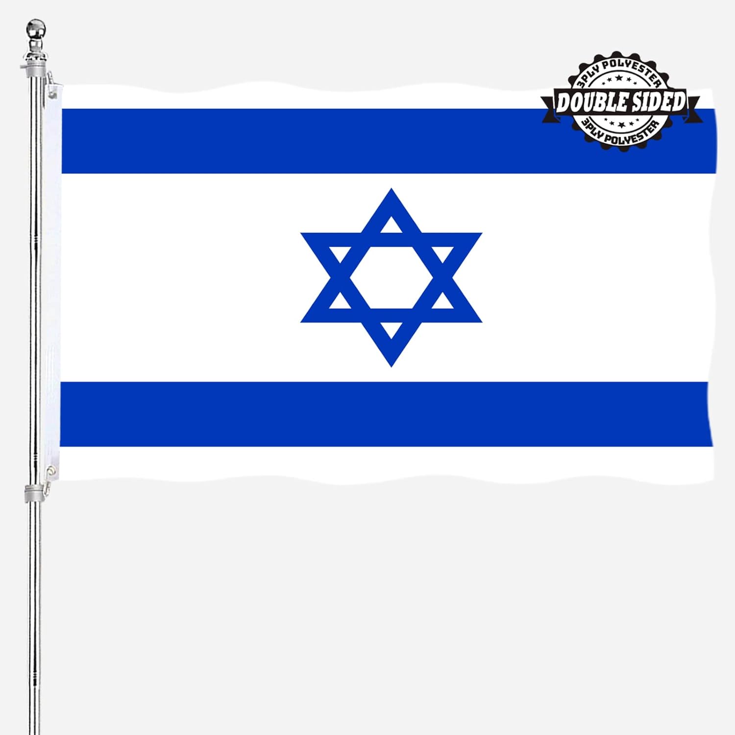 Flags - Israel Israeli Flag 4x6 Double Sided Outdoor Heavy Duty 3 Ply Thick Nylon Material with 2 Metal Grommets, 4 Rows of Stitching
