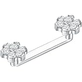Xpircn Titanium Surface Tragus Piercing Jewelry 14G 10mm 12mm 14mm 16mm 18mm 20mm CZ Flower Staple Barbell Internally Threaded Surface Tragus Staple Bar Piercing Jewelry
