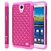 Style4U Studded Rhinestone Hybrid Armor Case Cover For Samsung Galaxy Mega 2 G750F With 1 Screen Protector And 1 Stylus [Hot Pink / Hot Pink]