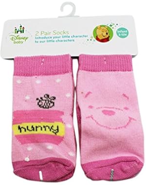 Winnie the Pooh Infant Sock 2 Pack ~ 3-12M, Pink (Smiles; Hunny)