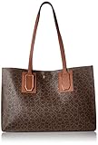 Calvin Klein Unlined Monogram E/w Box Tote, Bwn/Khk/Lug Saffiano