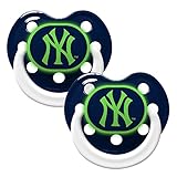 New York Yankees Glow in Dark 2-Pack Baby Pacifier Set - MLB Infant Pacifiers by Baby Fanatic