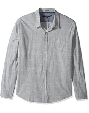 Men's Slim Fit Stripe, Plaid Print Long Sleeve Sport Shirt