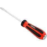 Jetech Striking Cap Go-Through Slotted Screwdriver, S2 Steel Flathead with Magnetic Tip, Ergonomic Soft Grip TPR Handle, 0.24 x 4.92 inches