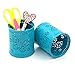 EasyPAG 2 Pcs 3-1/4 inch Dia x 3-3/4 inch High Round Desk Pen Holder Cute Butterfly Pattern Design,Dark Teal