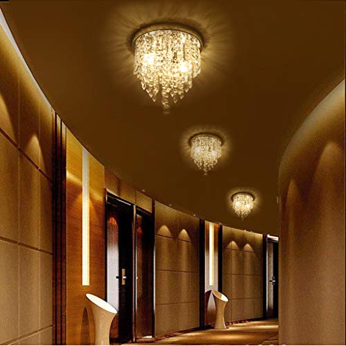Aviat Crystal Chandelier Lighting, Flush Mount Ceiling Light G9, Modern Pendant Lamp Fixture for Bedroom, Hallway, Shipping from USA (Silver)