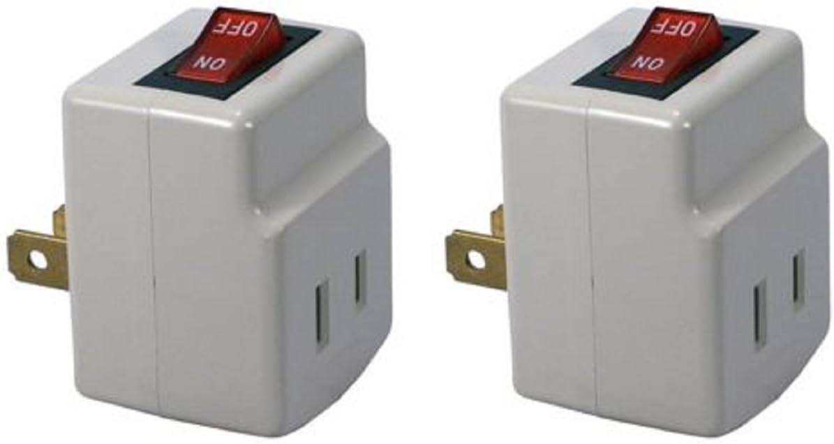 Single Port Power Adapter for outlet with On/Off Switch to be energy saving - 2 PACK
