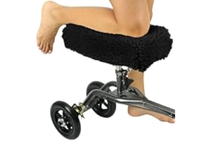 Vive Mobility Knee Scooter Pad Cover - Soft Plush Adult Sheepskin Memory Foam Cushion, Walker Accessory for Knee Roller, Padded Accessories Leg Cart Improves Comfort with Injury, Universal Fit (Black)