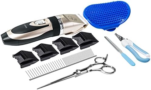 ANSON Low Vibration Rechargeable Electric Clippers With Comb Guides for Dogs and Cat Pet Grooming Kit