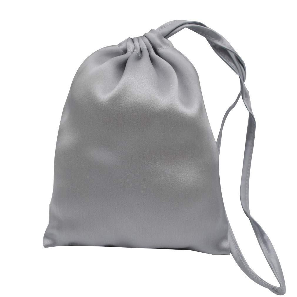 Maxfeel 100% silk travel bags&gift bags with draw string solid dyed muticolor (Silver gray)