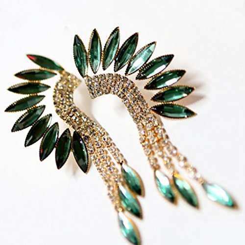 Xuanhemen 1 Pair Women Wing Tassel Rhinestone Earrings Elegant Girl Long Drop Ear Rings Lady Jewelry for Wedding Party - Thumbnail 2