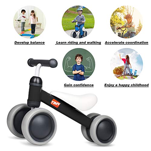 Timy Baby Balance Bike for 1 Year Old Kids Riding Toys for 10-24 Months Toddler No Pedal 4 Wheels Boy Girl First Birthday Gift