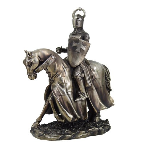9957 9" crusader knight riding a horse with shield…