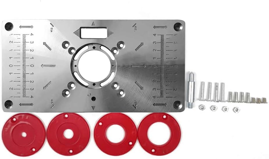 Router Table Insert Plate with 4 Insert Rings, Aluminium Router Woodworking (Size: Approx.235 110 8mm / 9.3 4.7 0.3in)