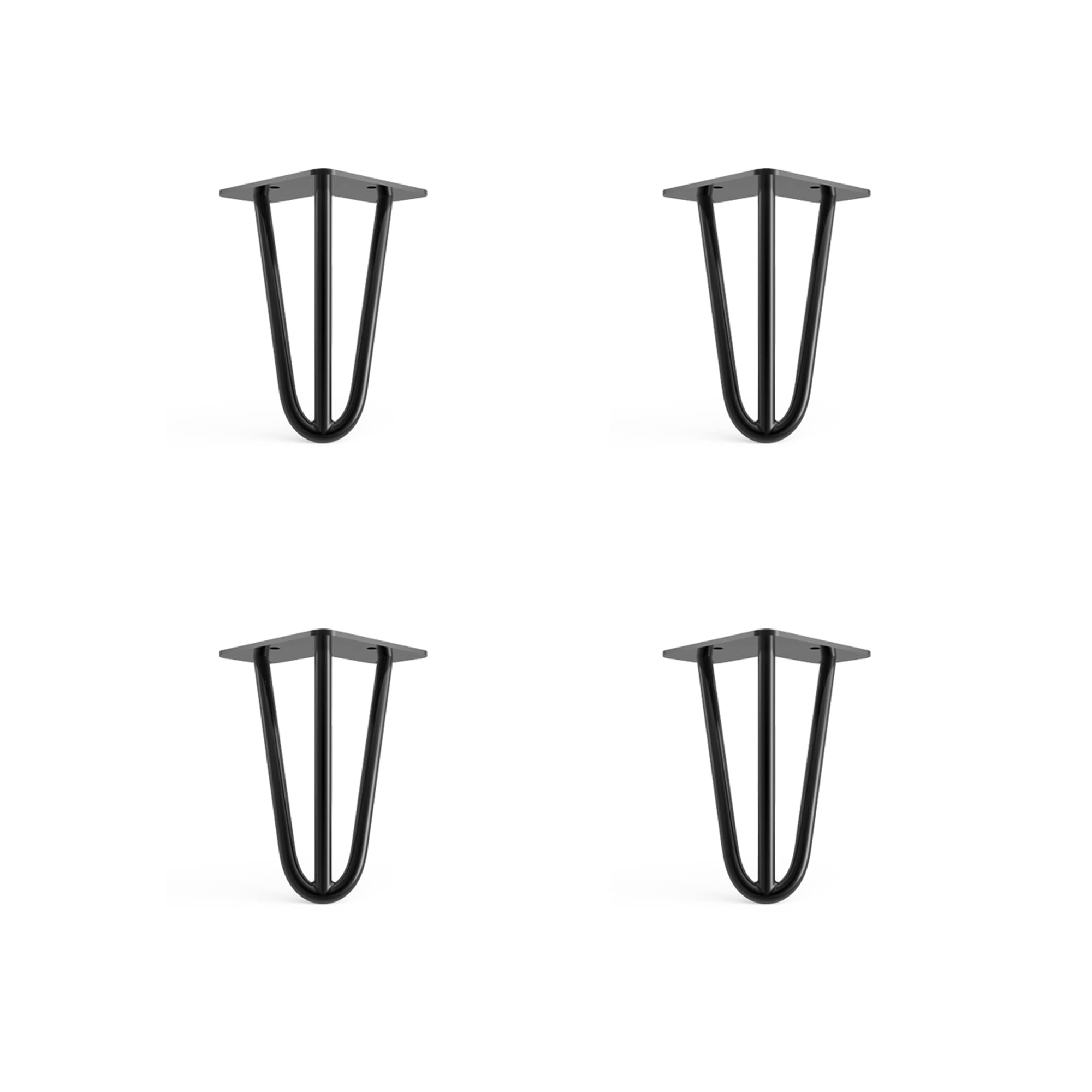 4 x Hairpin Legs from DT IRONCRAFT - 15cm 3 Rod / 10mm, Black - Chest, Carbin and Dresser Legs with Floor Protector Feet & Screws