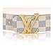 Fashion Leather Metal Buckle Lv Belt Unisex Belt for men Casual Business (white, 125cm)