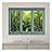Vintage Teal Window Looking Out Into a Green Jungle - Wall Mural, Removable Sticker, Home Decor - 36x48 inches