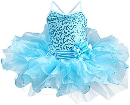 xas Baby Girls Toddler Kids Spaghetti Sequined Camisole Ballet Tutu Dress Ballerina Fancy Fairy Swan Sequins Costume…
