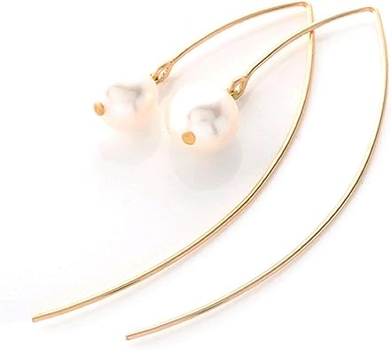 Amazon １粒 淡水パール 淡水真珠 K14gf 弓型 フープピアス