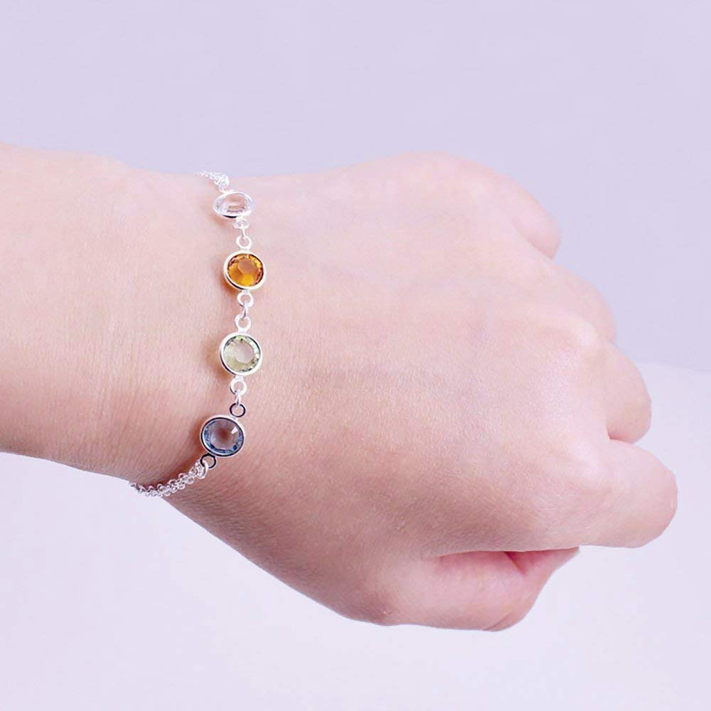 family birthstone link bracelet