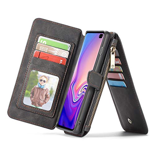 Exteren For Samsung S10 6.1 inch Magnetic Adsorption Metal Bumper Glass Case Cover (Black)
