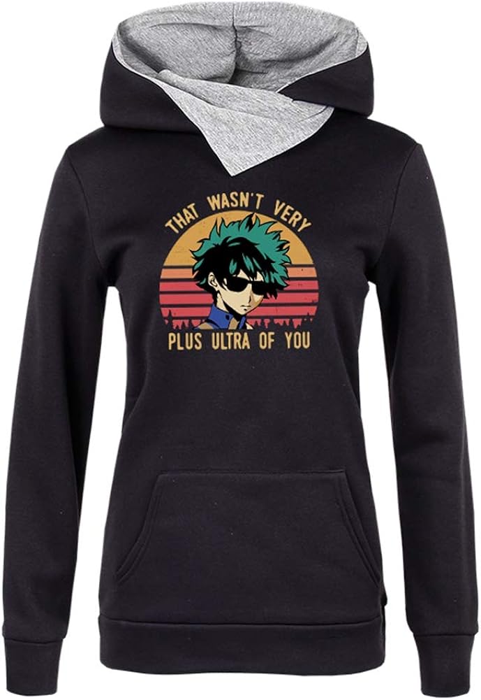 BUBABOX My Hero Academia Hoodie Deku Longline Cowl Neck Hooded Sweatshirt with