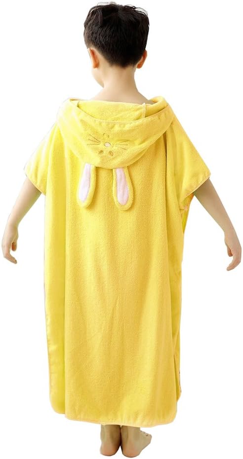 Children's Unisex 100% Cotton Hooded Bath Towel Poncho Bathrobe Shower Towelling Swimming Girls Boys