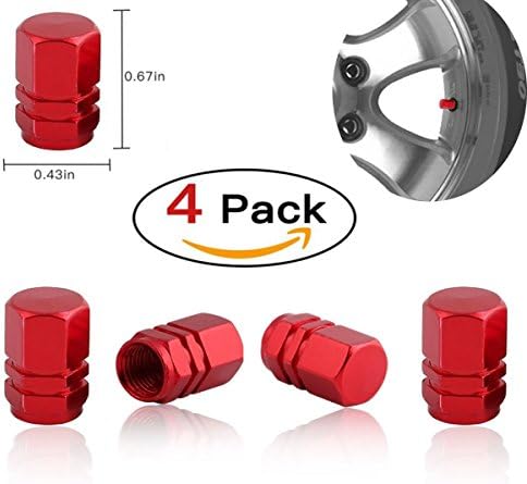 Valve Caps Prevent Corrosion, Car Dust Cover, Caron Kalen Universal Aluminum Alloy Wheel Tire Air Caps Valve Stem Cover For Car/Motorcycle,Air Leakproof And Protection Your Valve Stem (RED 4 Pcs/Set)