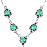 Natural Gemstone Oval Shape Handmade Vintage Silver Overlay Birthstone Necklace Women'S Day Gifts For Mom Wife Sister