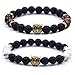 JOYA GIFT Couples His and Hers Bracelets Owl Charm Howlite Beaded Bracelets Set