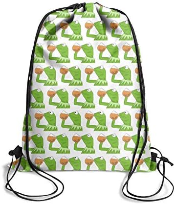 LKUIOJ Funny Green Frog Sipping Tea Fashion Drawstring Bags Tote Sack Travel Storage