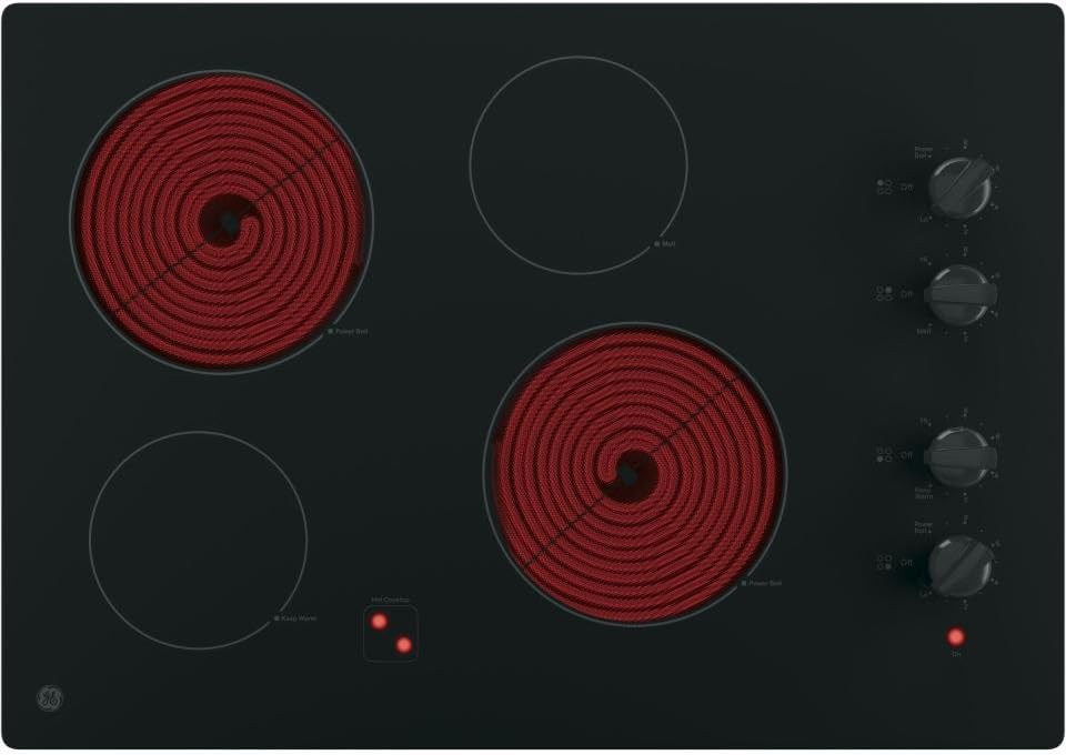 GE JP3030DJBB 30 Inch Smoothtop Electric Cooktop with 4 Radiant Elements, Knob Controls, Keep Warm Melt Setting, Black: Appliances