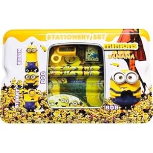 FLAWISH Minions Cartoon Metal Pencil Box with Complete Stationary Set for Kids