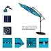 FLAME&SHADE 10 ft Offset Cantilever Outdoor Patio Umbrella with Solar LED Lights - Aqua Blue