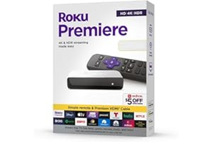 Roku Premiere Streaming Media Player HD/4K/HDR Simple Remote and Premium HDMI Cable, Black & Bundle Swanky Cables HDMI Cable, 3920R