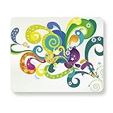 Generic Colorful Shape Stars Swirl Pattern Damask Print Style Cloth with Neoprene Rubber Backing. Customized Desktop, Laptop, or Gaming Mouse Pad Mousepad Mouse Mat
