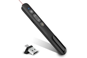 Wireless Presentation Clicker, LINGHUFOX 2-in-1 USB-C/A Presentation Pointer for PowerPoint Slide Advancer, Long Range Control Remote Clicker for Mac, Laptop, Computer, Office