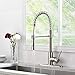 VAPSINT Modern Commercial Lead-Free Pull Down Sprayer Spring Brushed Nickel Kitchen Faucet, Single Handle Kitchen Sink Faucets with Deck Plate