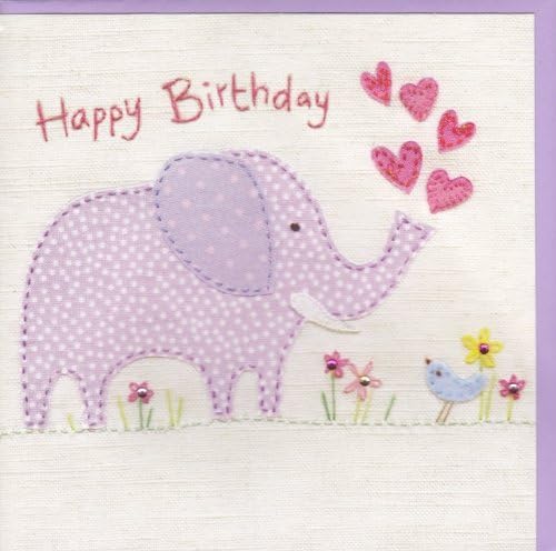 Hand Finished Elephant Birthday Card